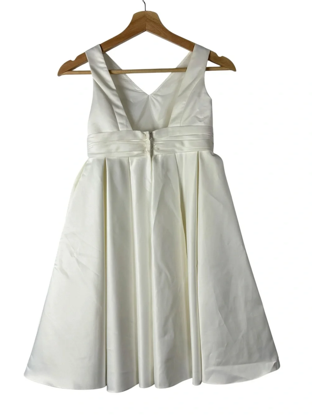 DB Studio Ivory White Satin Tea Length Ball Gown Flower Girl Dress 8 - Picture 3 of 6
